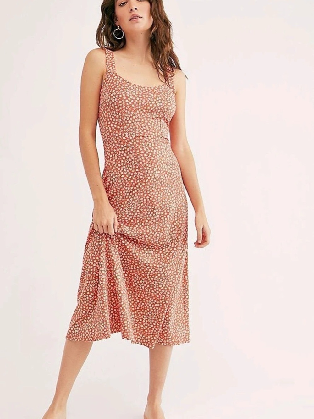 Free People Lorali Floral Maxi Dress Orange Size L NWOT